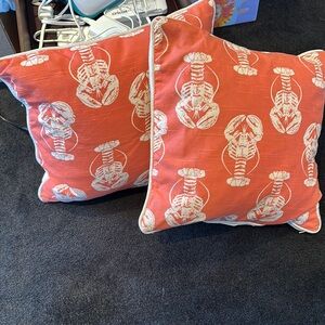 Orange Lobster Print Throw Pillows